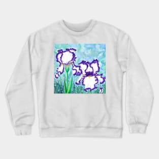 White Irises with Purple Border Crewneck Sweatshirt